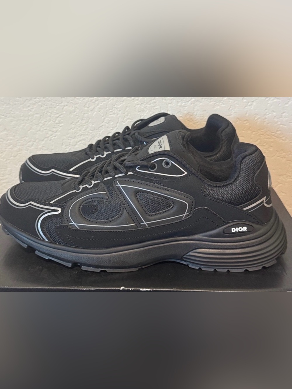 Dior Men’s Black & Silver Mesh-Trim Sneakers